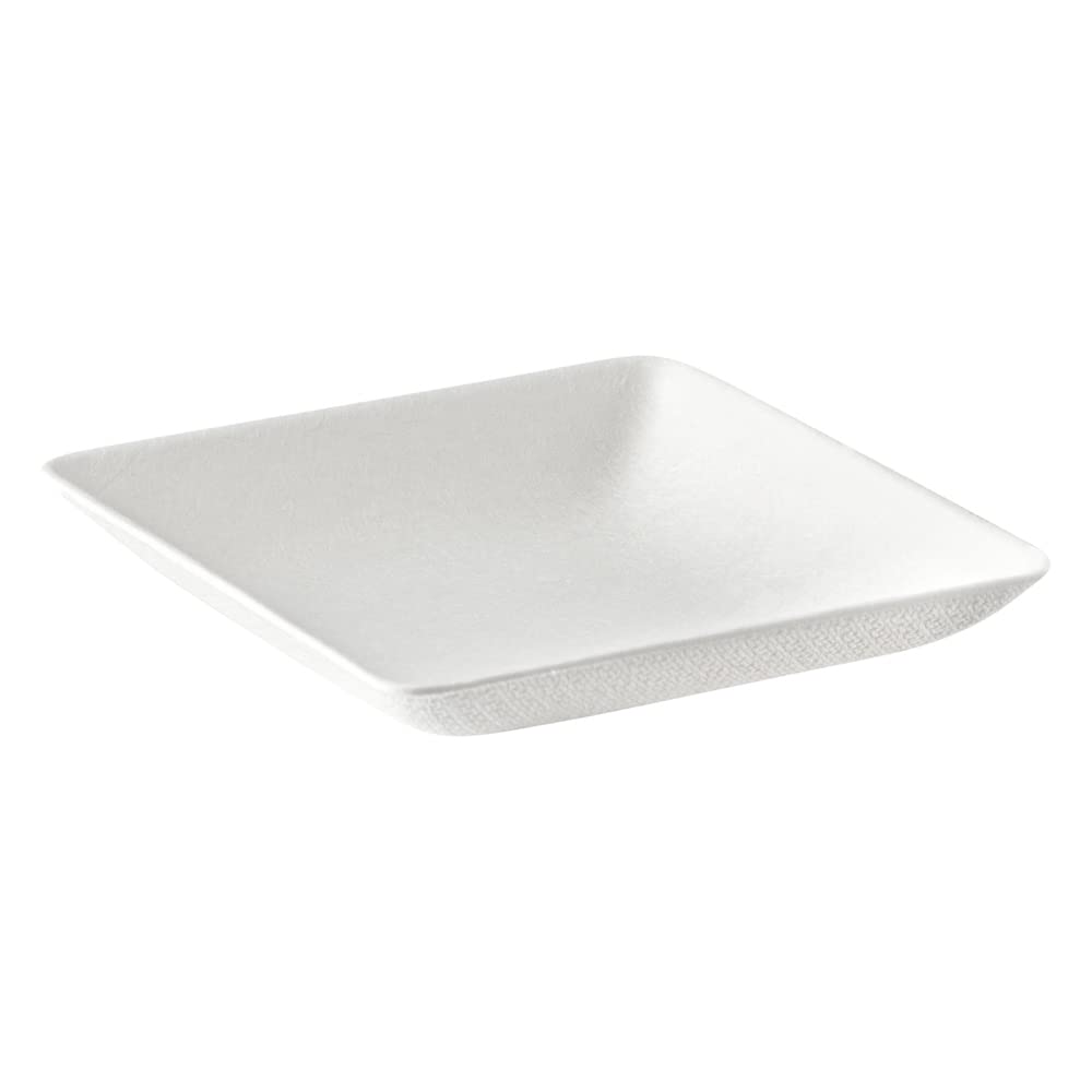 Restaurantware Pulp Safe No PFAS Added 2.6 x 2.6 Inch Mini Square Plates 100 Disposable Plates - Home Compostable Microwavable And Freezable White Bagasse Plates For Hot And Cold Foods