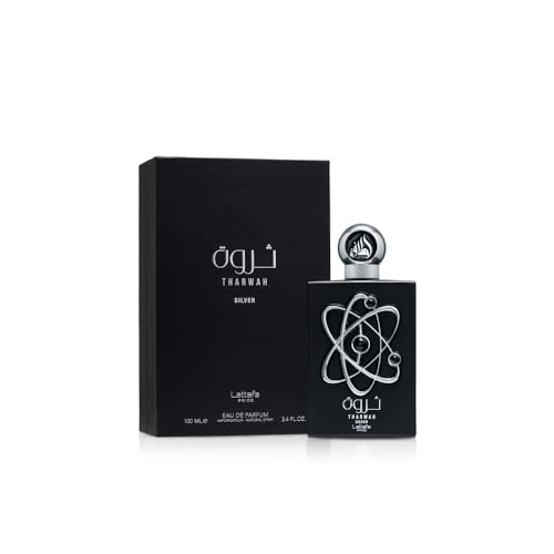 Lattafa Perfumes Tharwah Silver for Unisex Eau de Parfum Spray, 3.4 Ounce