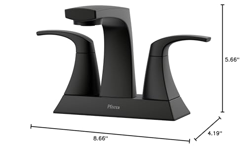 Pfister Karci Bathroom Sink Faucet, 4-Inch Centerset, 2-Handle, 3-Hole, Matte Black Finish, LF048KABB