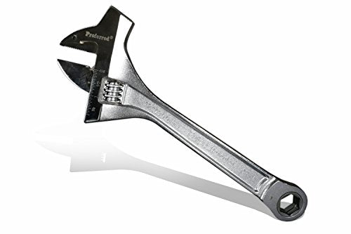 Proferred T10001 Mining Adjustable Wrench with Hammer, Chrome Finish, 12"