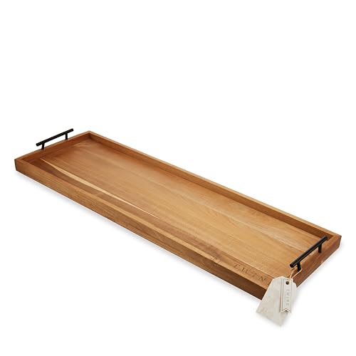 Twine Modern Manor Longboard Cheese Platter with Handles, Rectangular Cheese Board and Home Decor Tray, Dining Table Accessories Acacia Wood Set of 1