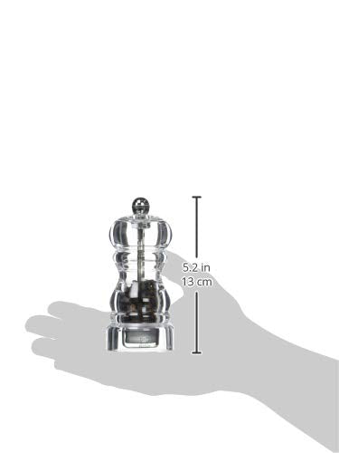 Peugeot - Nancy Manual Salt and Pepper Mill Set - Transparent Adjustable Grinders - Acrylic, Clear, 4.7 Inches
