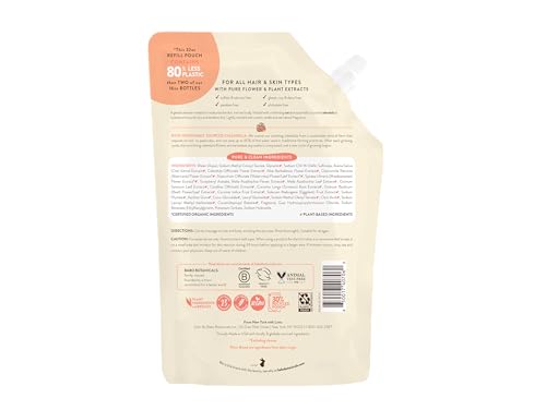Babo Botanicals Moisturizing Oat & Calendula 2-in-1 Shampoo & Wash - for Dry or Sensitive Skin - for All Ages - Lightly Scented - Vegan - Refill pouch 32 fl.oz.