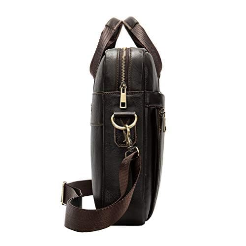 Leather Business Briefcase Messenger Bag Handbag for Men Travel Work Office 14 Inch Computer Crossbody Shoulder Pack Pouch