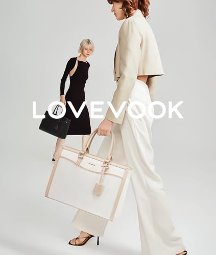 LOVEVOOK Laptop Tote Bag for Women, Leather Office Work Bag Briefcase fit for 15.6 inch Laptop, Large Teacher Computer Bag Handbag,2pcs Set Leather/Black