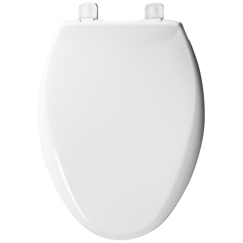 BEMIS 7900TDGSL Commercial Heavy Duty Closed Front Toilet Seat with Cover, Industrial No Slam Seat with Secure Installation, Made in USA, Elongated, White