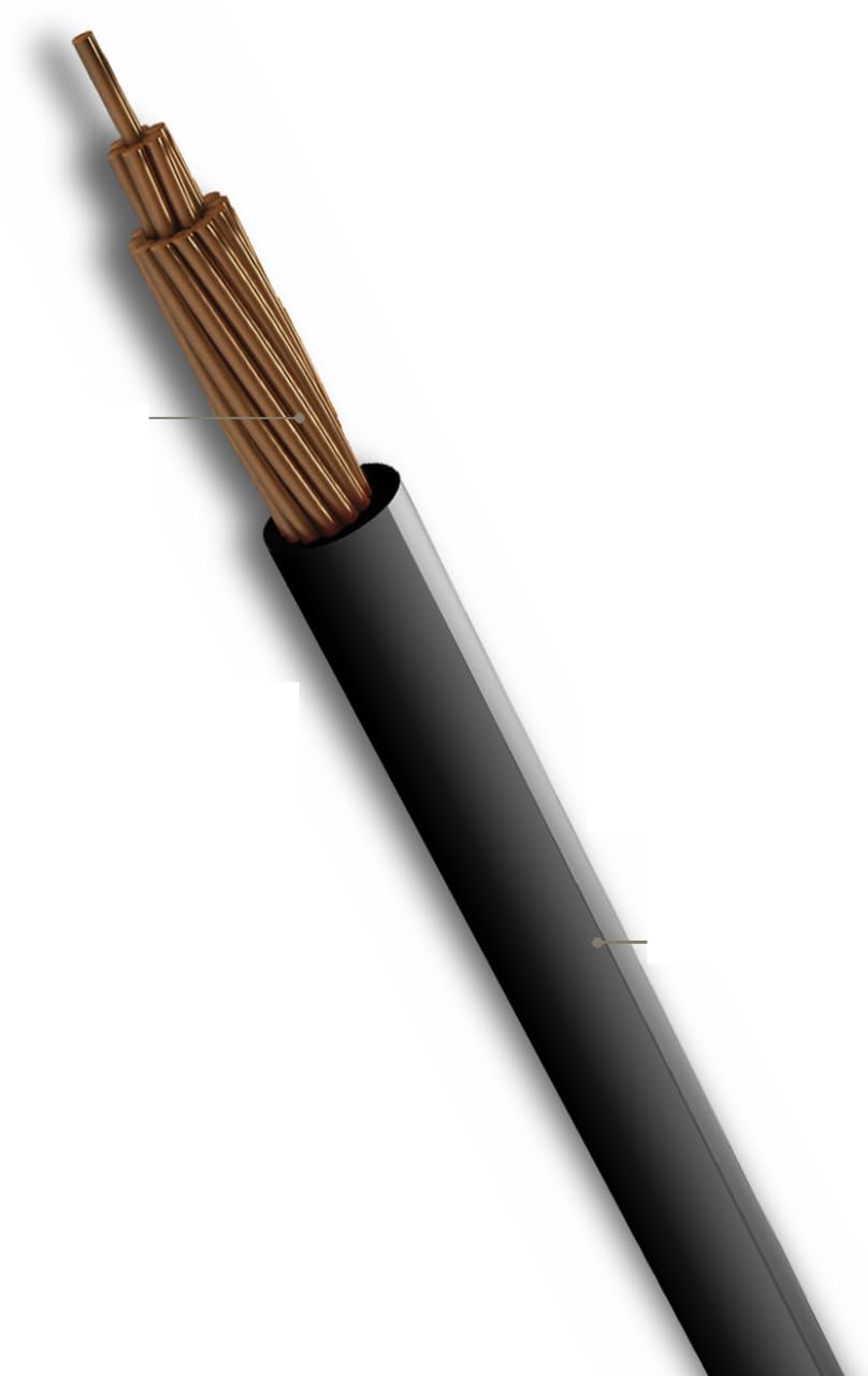 100 FEET 6 AWG 19-Stranded THHN-THWN-2 Copper Building Wire, Black Jacket.