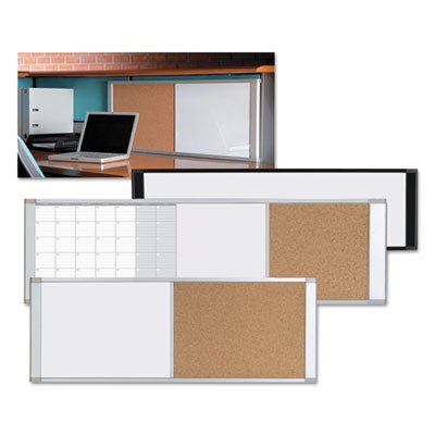 MasterVision Combo Cubicle Workstation Dry Erase/Cork Board, 48 x 18, Natural/White Surface, Aluminum Frame