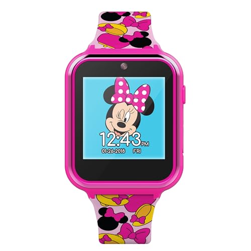 Accutime Kids Disney Minnie Mouse Pink Educational, Touchscreen Smart Watch Toy for Girls, Boys, Toddlers - Selfie Cam, Learning Games, Alarm, Calculator, Pedometer and More (Size: 40mm)