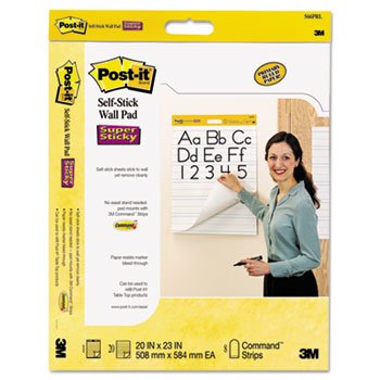 Post-it 566 Self-Stick Wall Pad, 20 x 23, White, 20 Sheets, 4/Carton