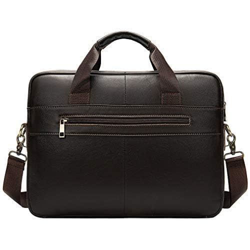 Leather Business Briefcase Messenger Bag Handbag for Men Travel Work Office 14 Inch Computer Crossbody Shoulder Pack Pouch