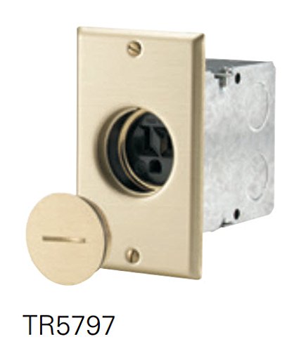 Eaton TR5797 Tamper Resistant Commercial Single Floor Box Assembly, 125-volt, Black/Brass Finish
