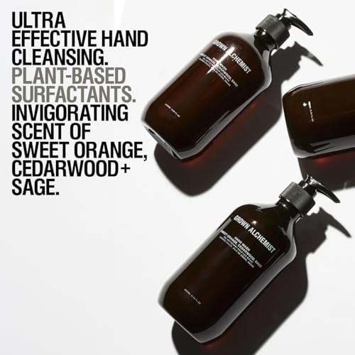 Grown Alchemist Invigorate Hand Wash Refill Pouch, Sweet Orange, Cedarwood, Sage. Soothe, Soap to Cleanse & Nourish Skin, (1L).