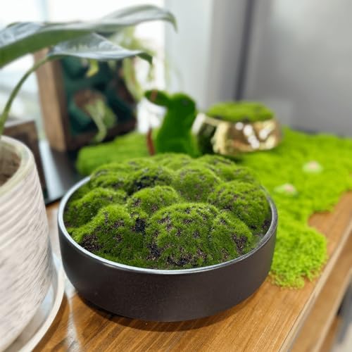 NAHARO New Moss Bowl, Handmade Ceramic. 11" Artificial Moss Bowl Centerpiece for Home Decoration, Living Room, Office