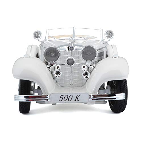 Maisto Plastic 1:18 Scale 1936 M-B 500 K Type Specialroadster Diecast Vehicle , White