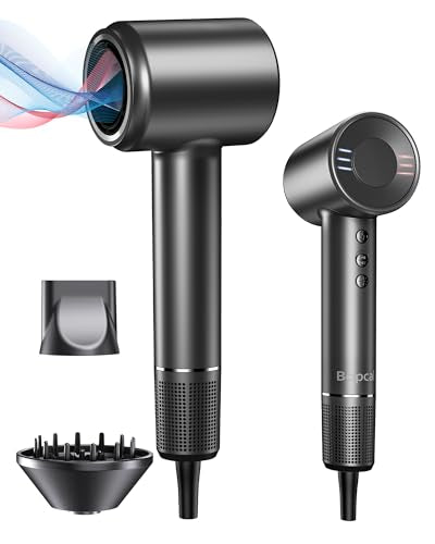 Hair Dryer, 500 Millions Negative Ionic Care Blow Dryer for Fast Drying, Professional 120000RPM High-Speed Hairdryer Low Noise Thermo-Control Travel with Magnetic Diffuser & Nozzle
