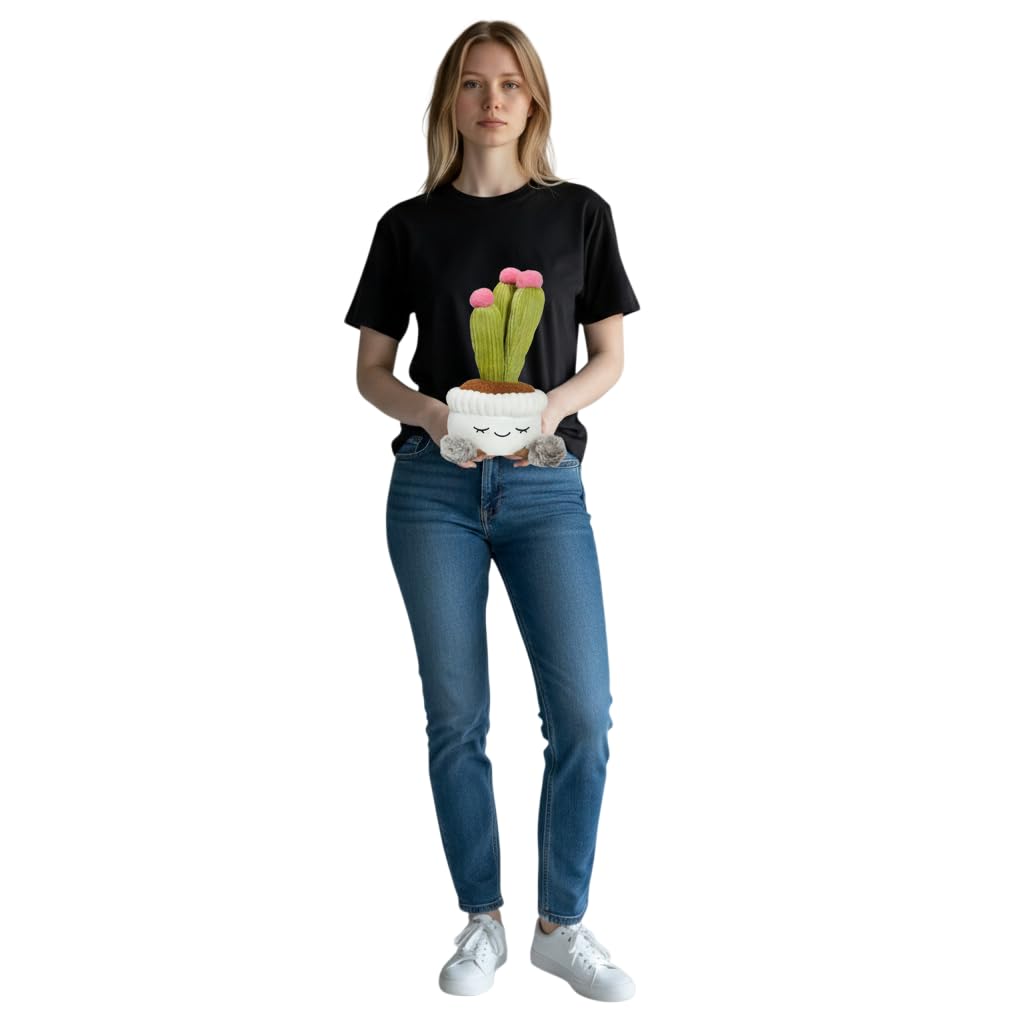 12 Inch Soft Plush Potted Plant Set of 3 Rubber Tree, Cactus and Oyster. Perfect as a Home Decoration or Office Gift (Succulents)