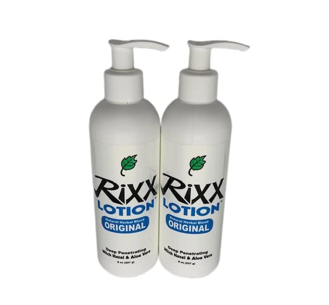 Rixx Lotion Original Natural Herbal Blend (2-pack) with Witch Hazel, Aloe Vera, Shea Butter, Hyaluronic Acid & Essential Oils. Moisturizer and Skin Toner for Face and Body.
