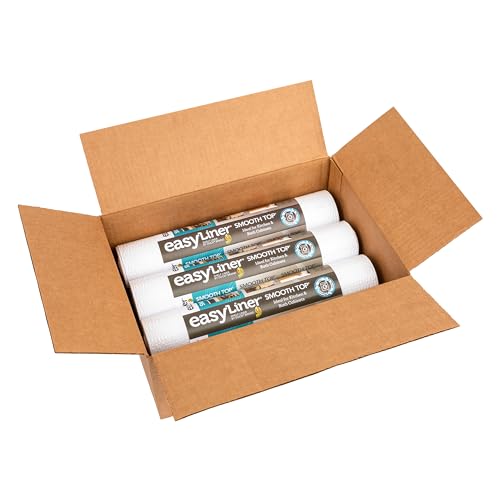 Smooth Top EasyLiner for Cabinets & Drawers - Easy to Install & Cut to Fit - Shelf Paper & Drawer Liner Non Adhesive - Non Slip Shelf Liner for Kitchen Pantry - 12 Inch Width - 60 Total Feet - White