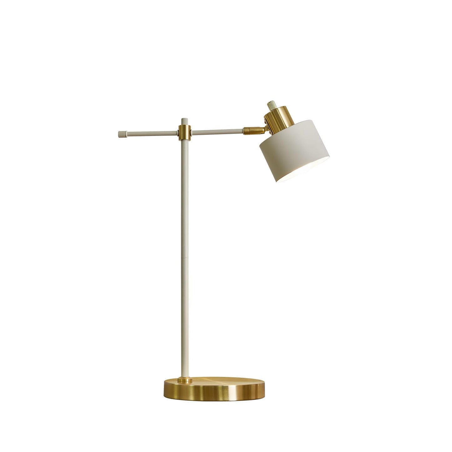 OYEARS 22.2" Modern Desk Lamp, Metal Table Lamp with LED Bulb, Adjustable Reading Lamps for Living Room, Mid Century Task Lamp for Home Office, Industrial Bedside Lamps, Cream and Gold