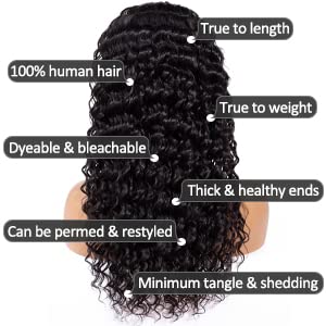 Ksfull 13x4 Deep Curly Lace Front Wigs Human Hair Wet and Wavy Water Wave Human Hair Wigs (13x4 deep wave lace closure wigs, 32 Inch)