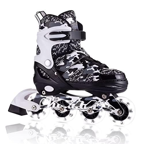 Kuxuan Skates Adjustable Inline Skates for Kids and Youth with Full Light Up Wheels Outdoor Fun Illuminating Skates for Girls and Boys