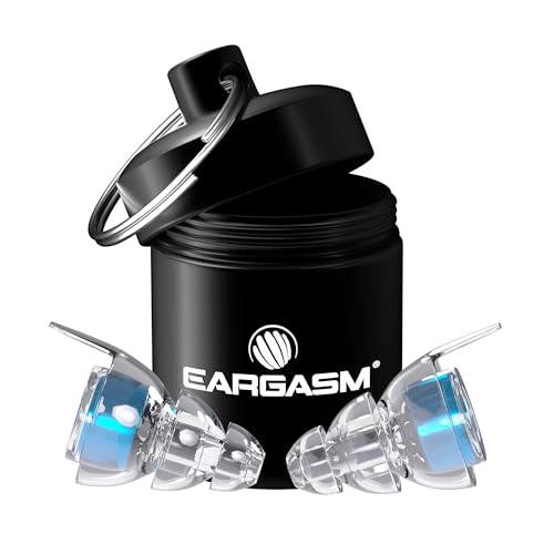Eargasm High Fidelity Earplugs with Blue Filters - Reusable Noise Reduction Hearing Protection Ear-Plugs with Carrying Case for Concerts, Festivals, Raves, Musicians, Live Music, Sporting Events