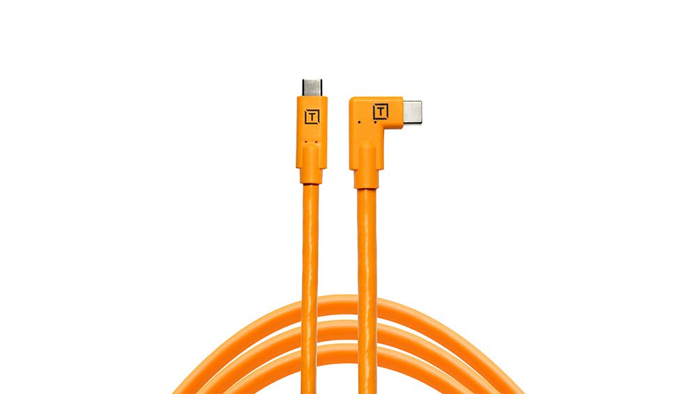 TetherPro USB-C to USB-C 5Gbps Gen 1, Right Angle, 15' (4.6m), High-Visibility Orange