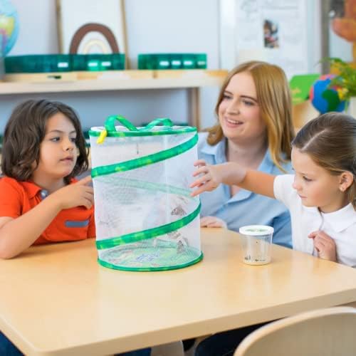 Insect Lore Butterfly Garden | 10 Live Baby Caterpillars | Habitat, Feeder, Chrys-A-Lid Logs, STEM Journal Included | Raise and Release Painted Lady Butterflies