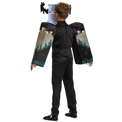 Disguise Minecraft Warden Costume, Official Deluxe Minecraft Costume for Kids with Headpiece and Jumpsuit, Child Size (4-6)