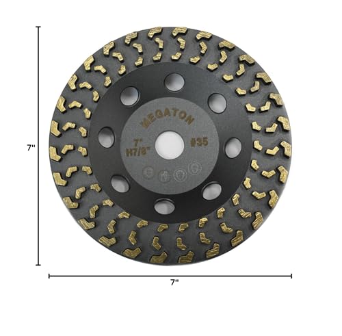 Megatron 7" Diamond Cup Grinding Removing Disc Wheel for Any Concrete, Paint, Epoxy, Glue and Mastic with CDB New Technology (Megatron 7")