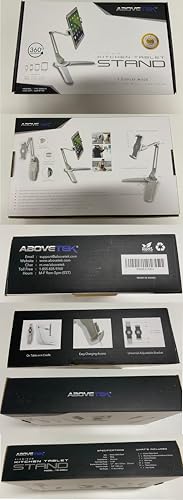 AboveTEK Under Cabinet iPad Mount, 3 in 1 Highflex 360° iPad Wall Mount for Kitchen, Tablet Celling Under Counter Holder, Kitchen iPad Stands Fits 4.7" to 13.5" iPad, Mini, Air, Surface Pro - White