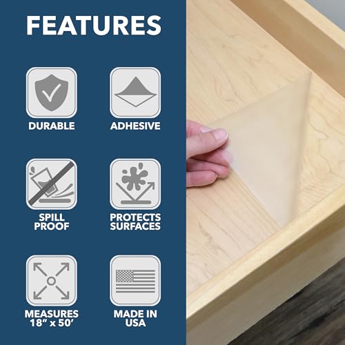Con-Tact Brand Creative Clear Covering, Versatile and Self-Adhesive Shelf Liner, Ideal Privacy Film, Protective Clear Vinyl, 18'' x 50', Matte