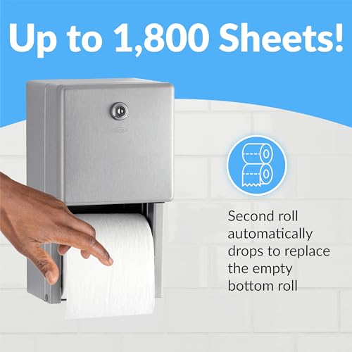 Bobrick Surface-Mounted Multi-Roll Toilet Paper Tissue Dispenser, Satin-Finish Stainless Steel (Model B-2888)