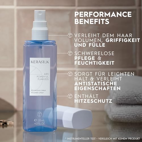 KERASILK Volumizing Spray | Enhances Volume & Body |Provides Weightless Conditioning & Detangling |With Heat Protection | For Limp, Flat Hair | 125ml