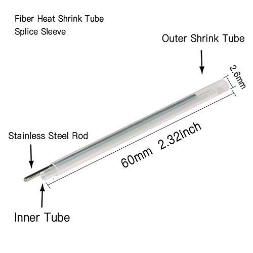Premium 1200pcs Fiber Optic Splice Sleeves (2.6mm x 60mm) - Heat Shrink Tubing - 304 Stainless Steel - Enhanced Fusion Splicing Protection - PE Clear Coating, Hot Melt Adhesive - Reliable and Durable