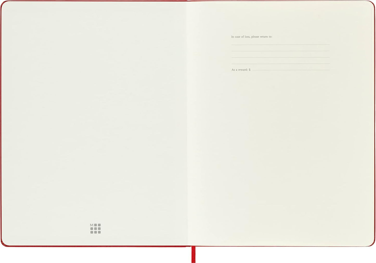 Moleskine Classic Notebook, Hard Cover, XL (7.5" x 9.5") Plain/Blank, Scarlet Red, 192 Pages (8055002855105)