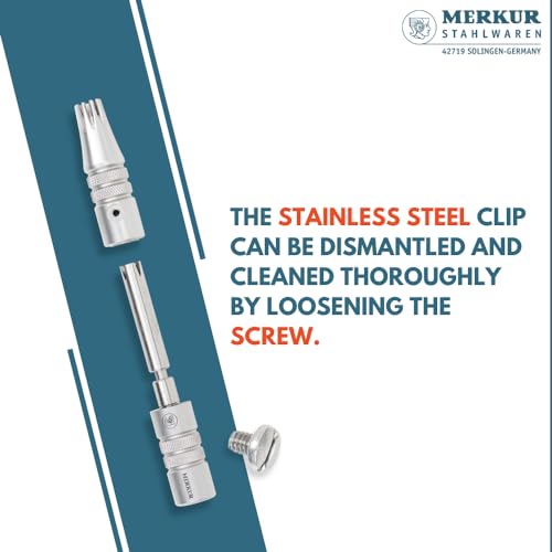 MERKUR Nose & Ears Hair Trimmer, Safe Hair Removal Tool for Men & Women, Twist and Cut Mechanism, Stainless Steel Clip, Easy to Clean, Battery-Free