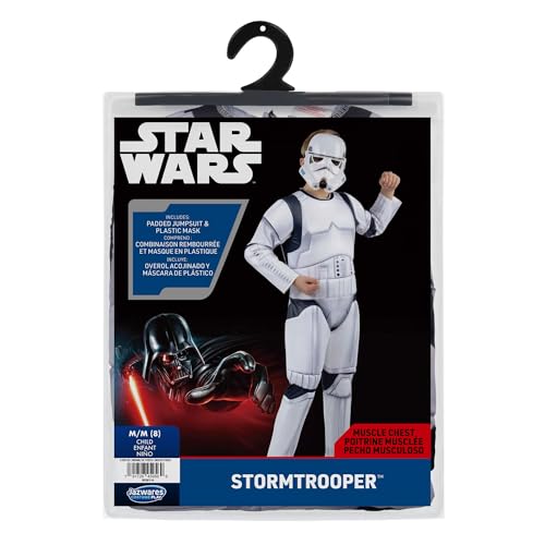 Star Wars Stormtrooper QUALUX Costume (Child) - Qualux Jumpsuit with 3D Half Mask - Size Large White