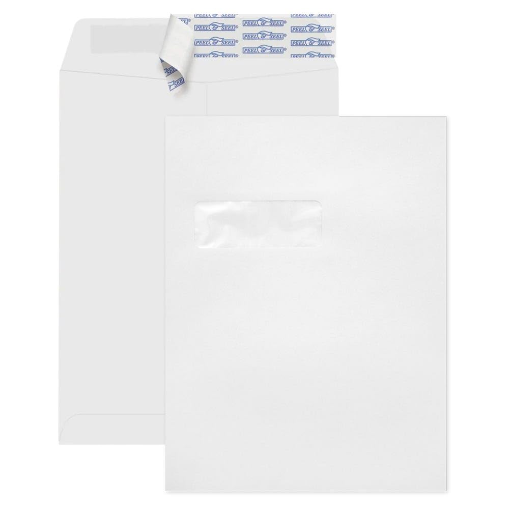 LUXPaper 9 x 12 Open End Window Envelopes | Peel & Press | White | 28lb. Text | 250 Qty