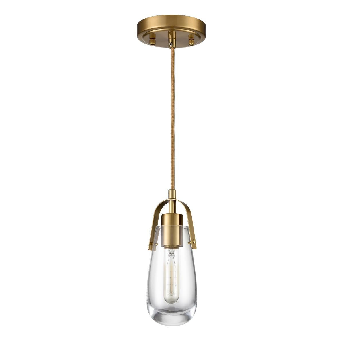 DEYNITE Industrial Home Pendant Light Fixtures Brass Hanging Light with Clear Glass for Kitchen Island