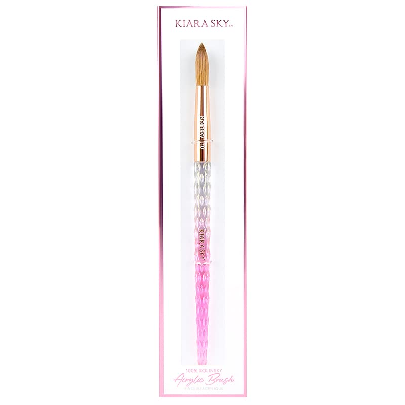 Kiara Sky Pink Crystal Acrylic Nail Brush - Professional Nail Cleaner Tool - Nail Kolinsky Brush for Women - 100% Kolinksy Hand Crafted Nail Tools - Long Lasting Nail Cleaning Brush, #10