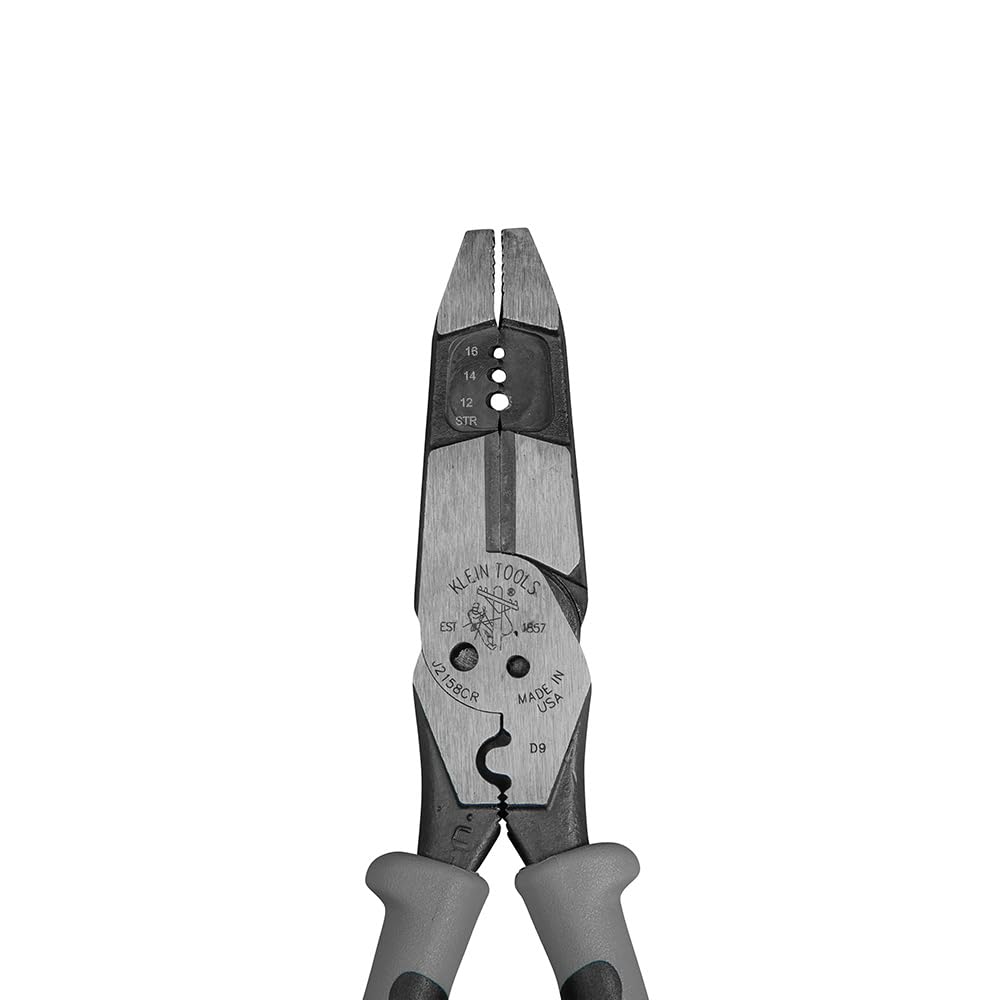 Klein Tools J215-8CR Multitool Pliers, Made in USA, Hybrid Multi Purpose Tool / Crimper, Wire Stripper, Bolt Shearing, Wire Grabbing, Twisting, Looping