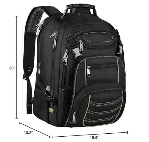 SINVICKO Extra Large 18.4 Inch Laptop Backpack, Green, RFID Anti-Theft, TSA Friendly, USB Charging Port, Water Resistant, Heavy Duty, Durable, for Men