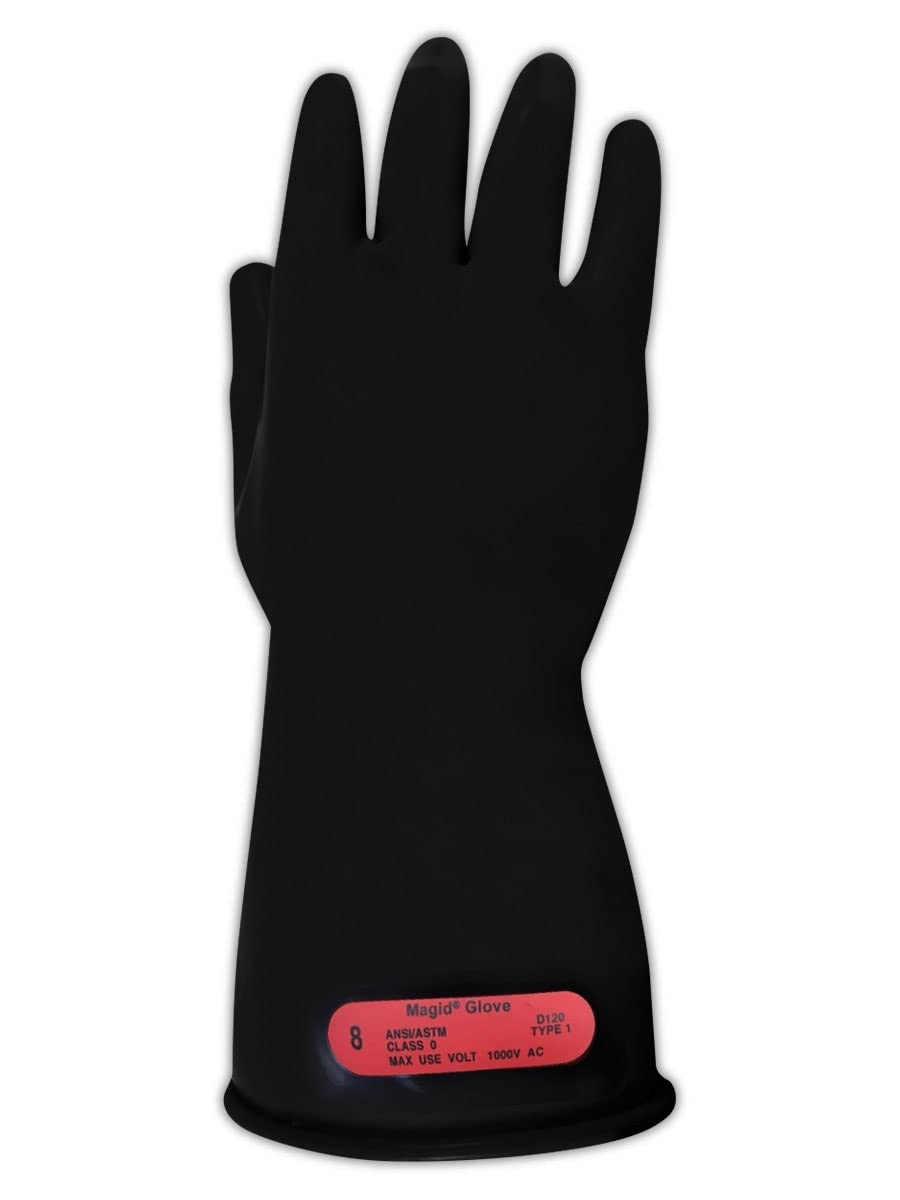 MAGID Insulating Electrical Gloves, Size 9, Class 0 | Cuff Length - 11" | Lineman & Electrician Voltage Gloves, M011B9