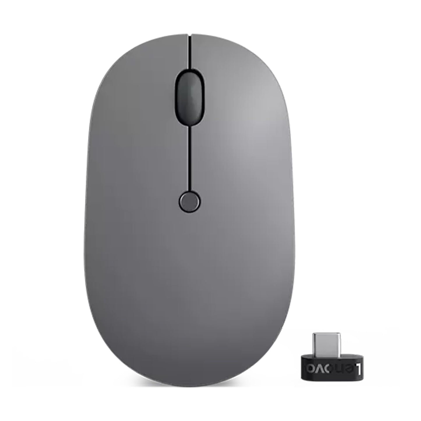 Lenovo Go USB-C Essential Wireless Mouse, 2.4 GHz Nano USB-C Receiver, Adjustable DPI, Rechargeable Battery, Ambidextrous, GY51C21210, Grey