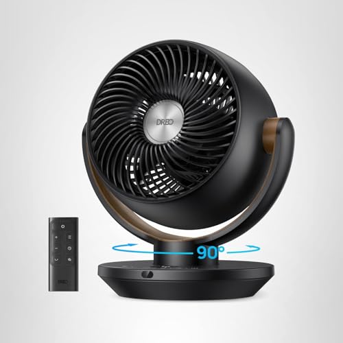 Dreo Fan for Bedroom, Desk Air Circulator Fan with Remote, 11 Inch Table Fans for Whole Room, 60ft Powerful Airflow, 120° Vertical Manual +90° Oscillating, 4 Speeds, 8H Timer, Quiet Fan, Home