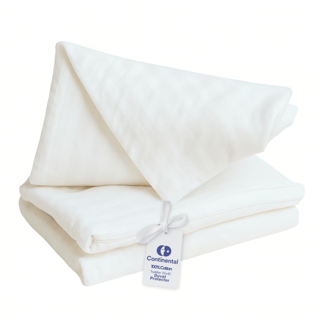 Duvet Cover Protector for Toddler Comforter, 100% Cotton, Zipper to Block Blanket from Dust Fits Standard Crib & Toddler Bed, 33x42 Inch, White