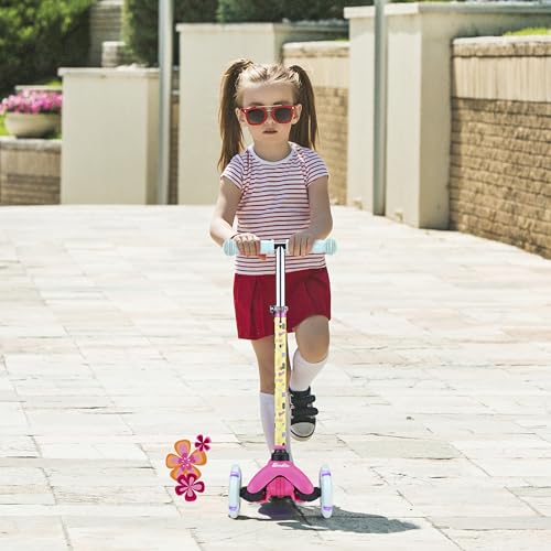 Barbie Self Balancing Kick Scooter with Light Up Wheels, Extra Wide Deck, 3 Wheel Platform, Foot Activated Brake, 75 lbs Limit, Kids & Toddlers Girls or Boys, for Ages 3 and Up