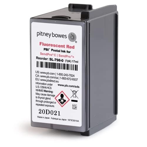 Pitney Bowes SL-798-0 Ink Cartridge for SendPro C and SendPro+, Red Ink, 17 ml